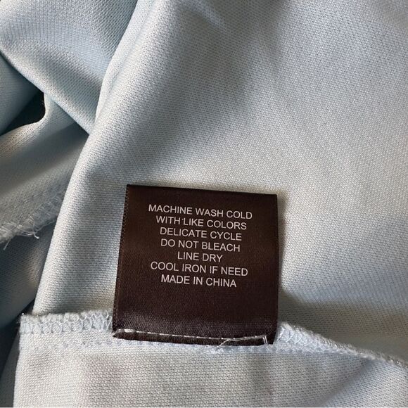 Crystal Doll Powder Blue Shimmery Side Ruched Bodycon Dress Size 9 - Picture 16 of 16